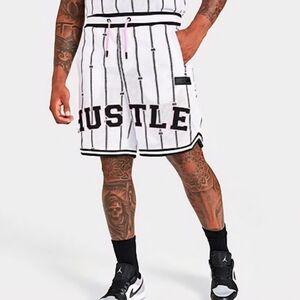 Hustler Hollywood White and Black Men's‎ Athletic Shorts